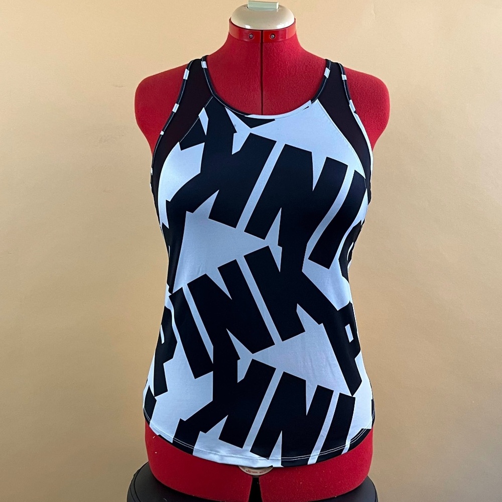 Victoria's Secret Medium Workout Top, white/black